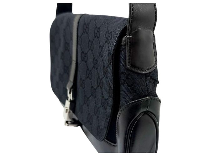 Sac à épaule Jackie petit en cuir et toile GG Gucci Noir - vue 4