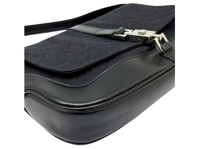 Sac à épaule Jackie petit en cuir et toile GG Gucci Noir - vue 5