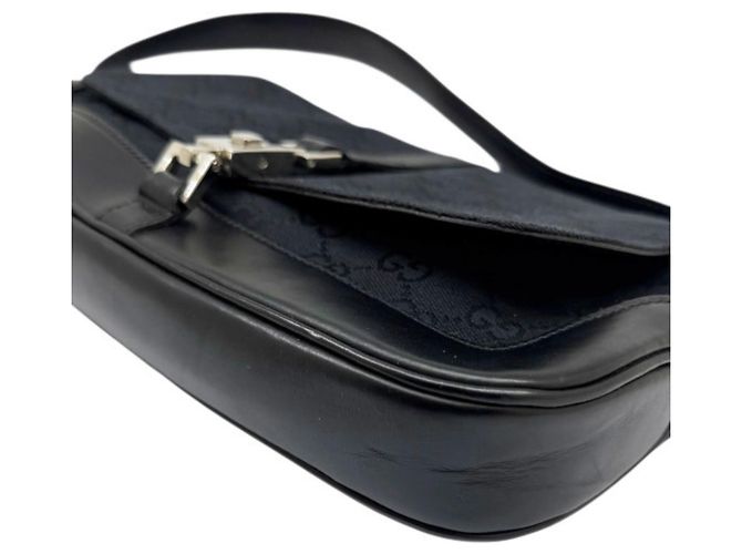 Sac à épaule Jackie petit en cuir et toile GG Gucci Noir - vue 6
