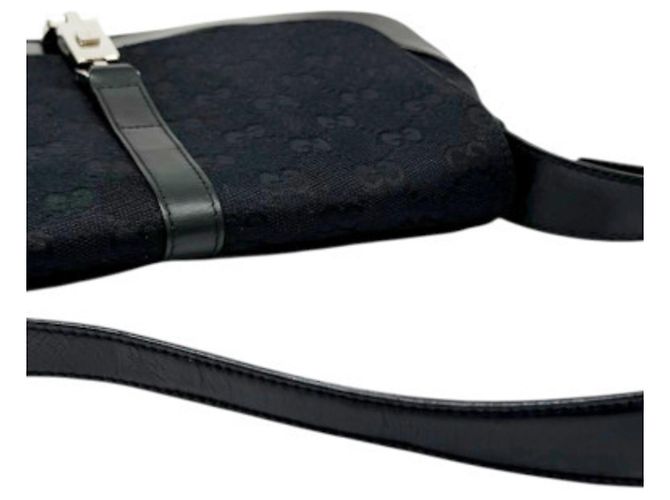 Sac à épaule Jackie petit en cuir et toile GG Gucci Noir - vue 7