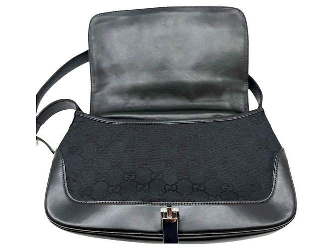 Sac à épaule Jackie petit en cuir et toile GG Gucci Noir - vue 9