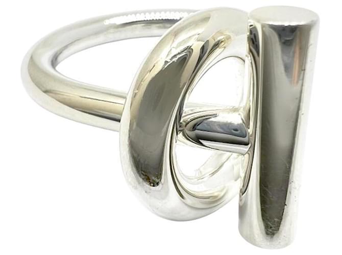 Hermès Anello Hermes Echappé Silver Band Ring Argento - vista 2
