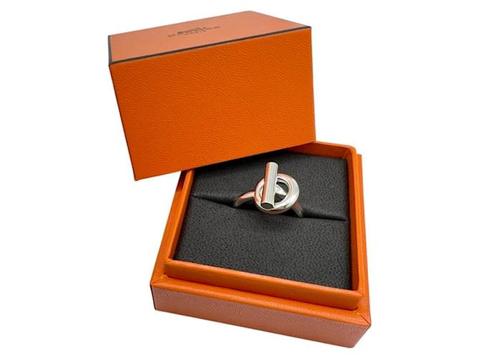 Hermès Anello Hermes Echappé Silver Band Ring Argento - vista 9