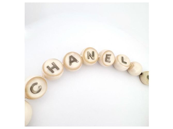 Collana a Sfere Logo Vintage Chanel Bianco - vista 2
