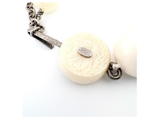 Collana a Sfere Logo Vintage Chanel Bianco - vista 4