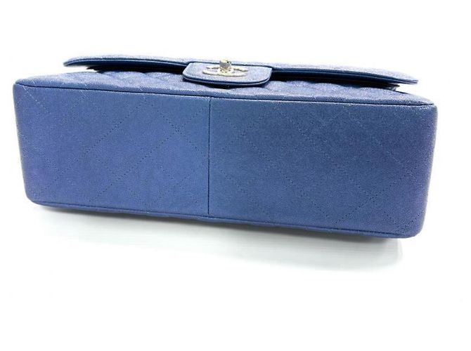 Borsa a tracolla Chanel Lame Matelassé Double Flap con catena Blu - vista 3