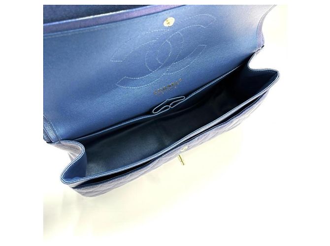 Borsa a tracolla Chanel Lame Matelassé Double Flap con catena Blu - vista 4