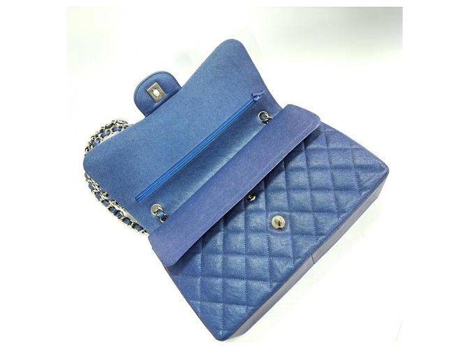 Borsa a tracolla Chanel Lame Matelassé Double Flap con catena Blu - vista 5