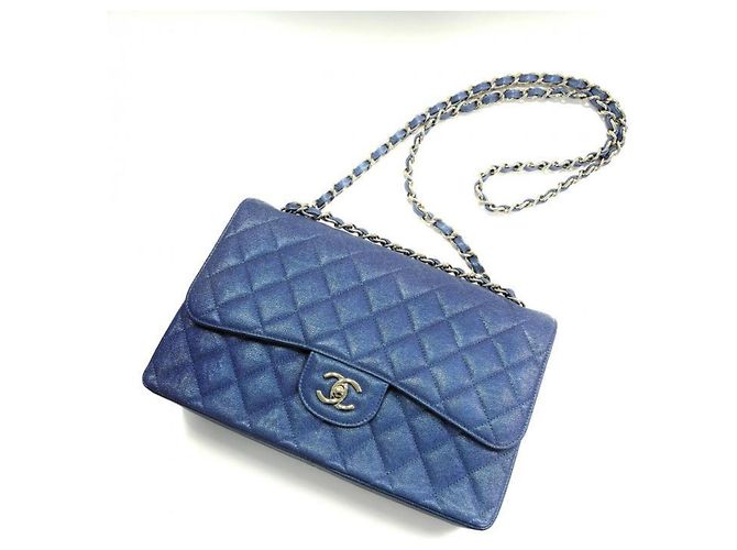 Borsa a tracolla Chanel Lame Matelassé Double Flap con catena Blu - vista 6