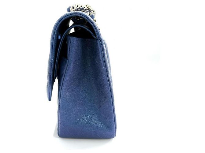 Borsa a tracolla Chanel Lame Matelassé Double Flap con catena Blu - vista 7