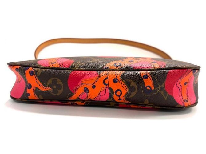 Louis Vuitton Monogram Ramage Pochette Accessoires Marrone D'oro Arancione - vista 3