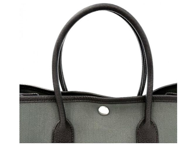 Hermès Borsa Tote HERMES Garden Party TPM Toile Officier Khaki Nero Verde Cachi - vista 4