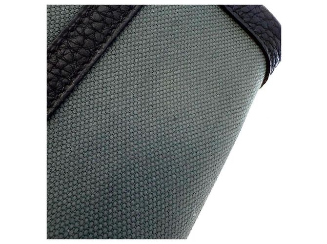 Hermès Borsa Tote HERMES Garden Party TPM Toile Officier Khaki Nero Verde Cachi - vista 9