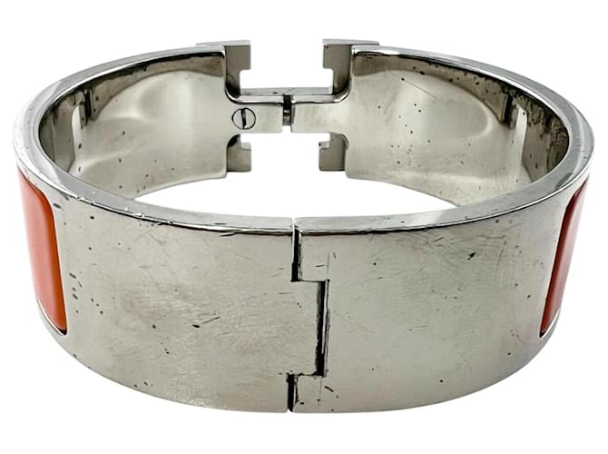 Hermès Bracciale Hermes Clic Clack H Argento Arancione - vista 3