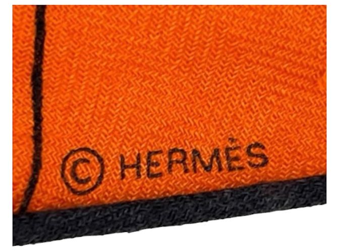 Hermès Foulard Losange Hermes Dragon Flash Arancione - vista 5