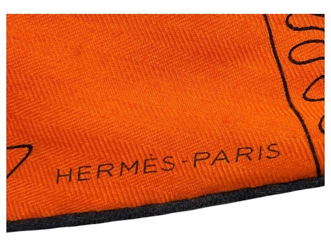 Hermès Foulard Losange Hermes Dragon Flash Arancione - vista 6