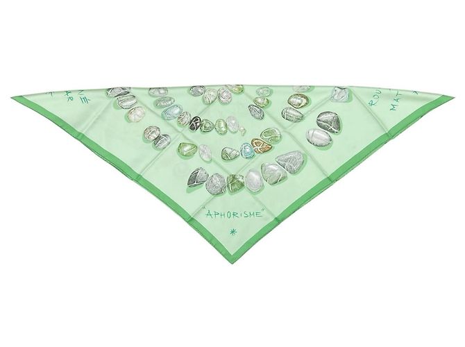 Hermès Foulard Carre 90 HERMES Rougeur des Matinaux Marrone Verde chiaro - vista 3