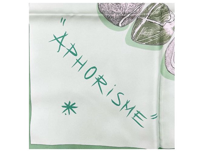 Hermès Foulard Carre 90 HERMES Rougeur des Matinaux Marrone Verde chiaro - vista 5