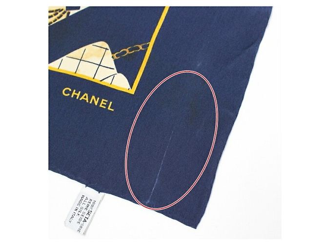 Foulard in seta Chanel blu navy e bianco - vista 10