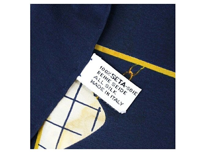 Foulard in seta Chanel blu navy e bianco - vista 5