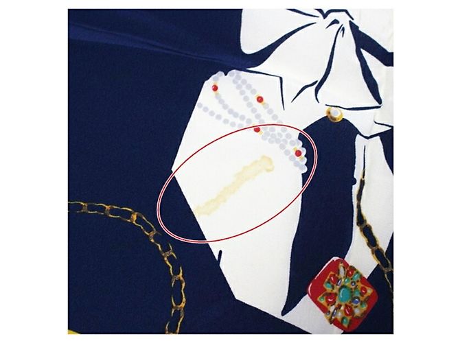 Foulard in seta Chanel blu navy e bianco - vista 8