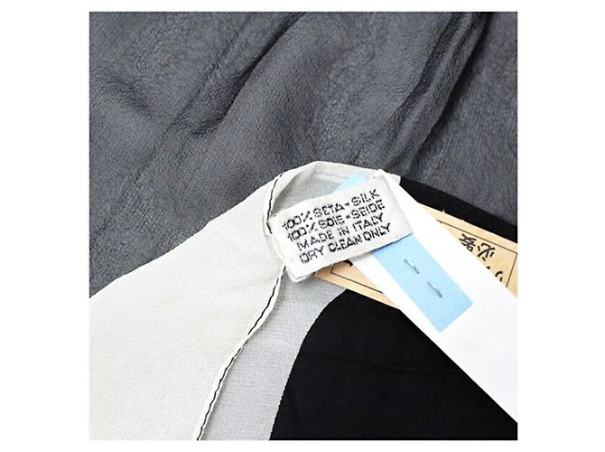 Chanel Silk Rectangular Scarf in Black and White - view 4