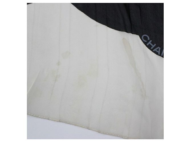Chanel Silk Rectangular Scarf in Black and White - view 5