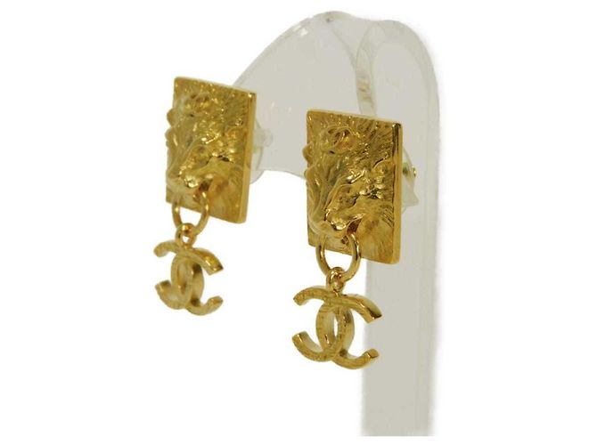 Orecchini a lobo Chanel Gold Lion Square Coco Mark Swing Drop D'oro - vista 2