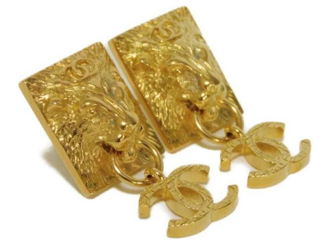 Orecchini a lobo Chanel Gold Lion Square Coco Mark Swing Drop D'oro - vista 4