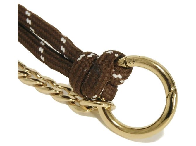 Portachiavi Miu Miu Women's Strap Trick Marrone Bianco D'oro - vista 4