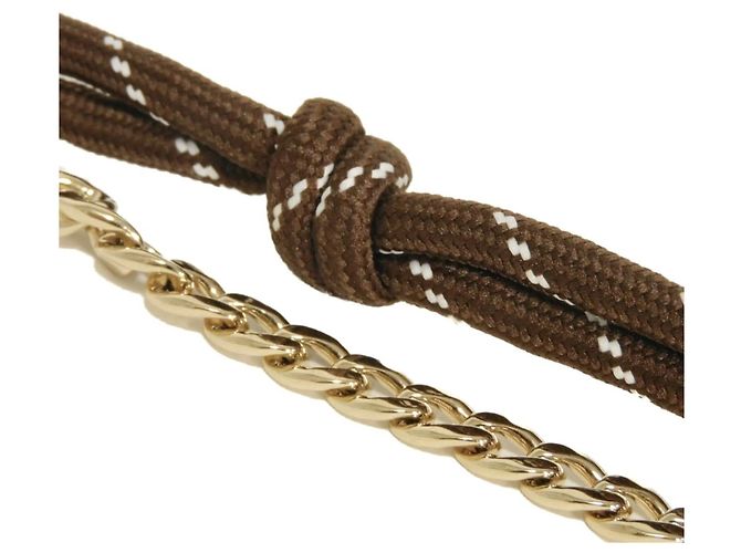 Portachiavi Miu Miu Women's Strap Trick Marrone Bianco D'oro - vista 5