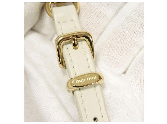 Portachiavi Miu Miu Women's Strap Trick Marrone Bianco D'oro - vista 9