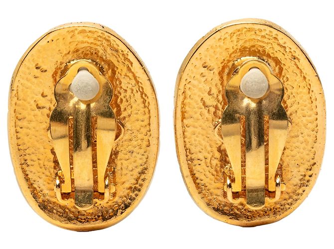 Orecchini a clip ovali corona placcati oro Chanel Gold CC D'oro - vista 2