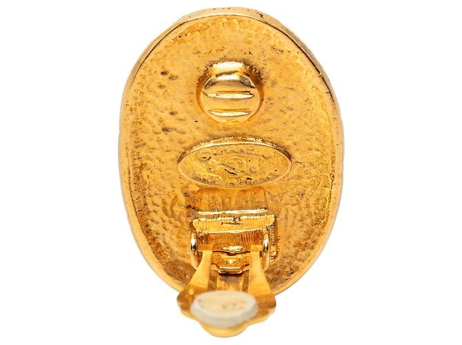 Orecchini a clip ovali corona placcati oro Chanel Gold CC D'oro - vista 3