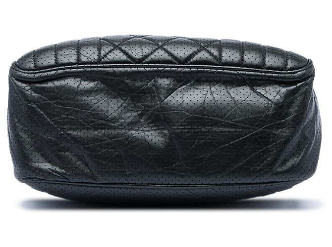 Borsa a tracolla Chanel 50s in pelle di vitello traforata nera Nero - vista 3