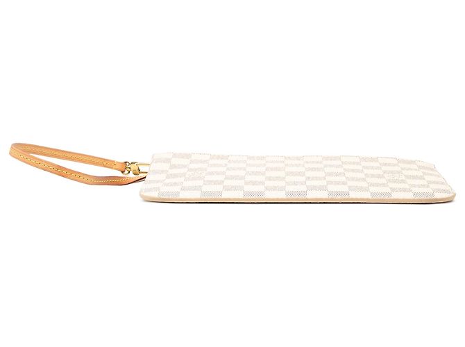Louis Vuitton White Damier Azur Neverfull Pochette Bianco - vista 3