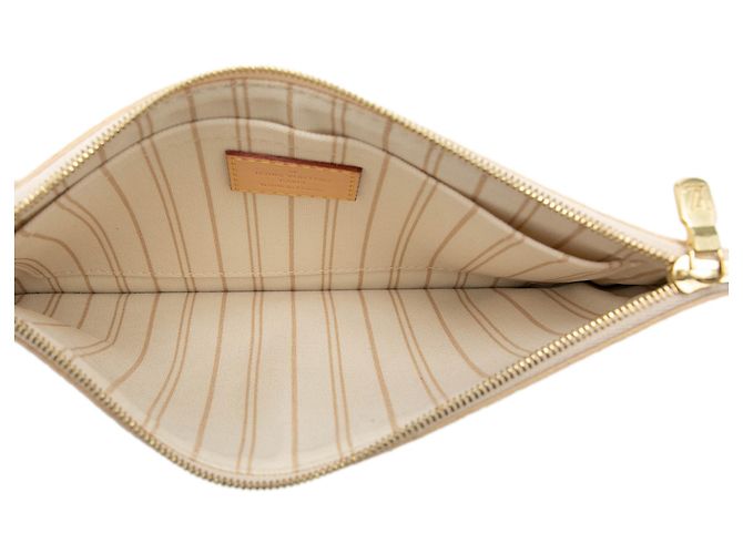 Louis Vuitton White Damier Azur Neverfull Pochette Bianco - vista 4