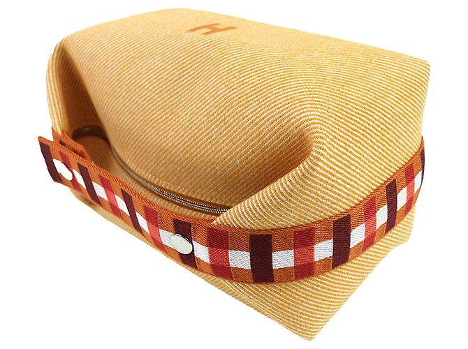 Custodia Hermès Orange Large Wool Bride A Brac Au Carre Case Arancione - vista 4