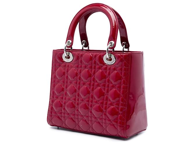 Dior Red Medium Patent Cannage Lady Dior Rosso Bordò - vista 2