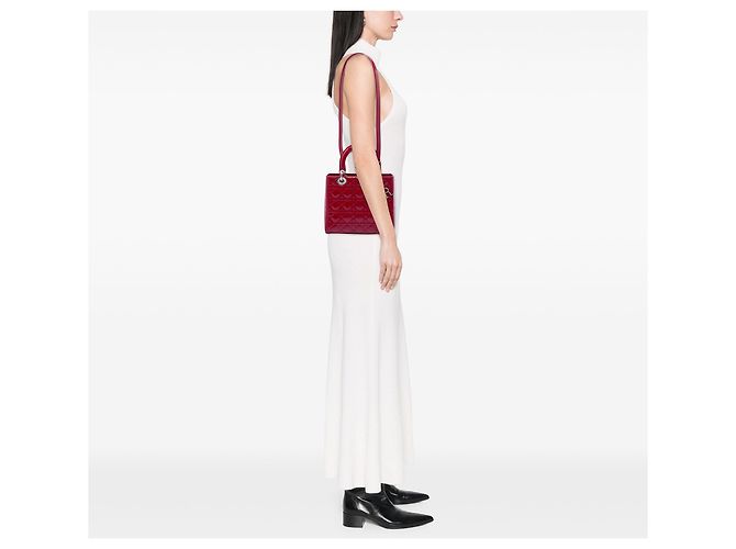 Dior Red Medium Patent Cannage Lady Dior Rosso Bordò - vista 5