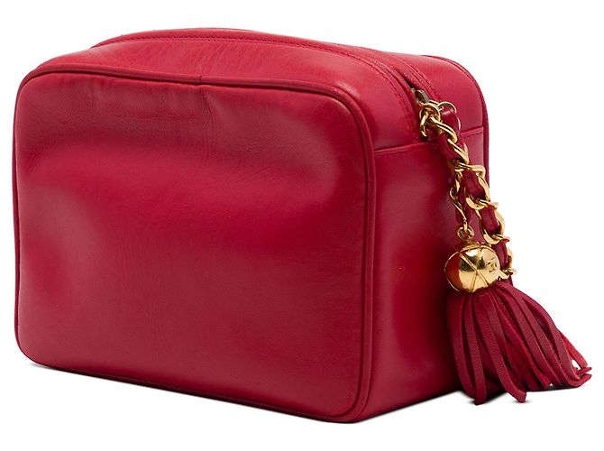 Borsa Camera Chanel Red Triple CC in pelle d'agnello con nappa e catena Rosso - vista 2