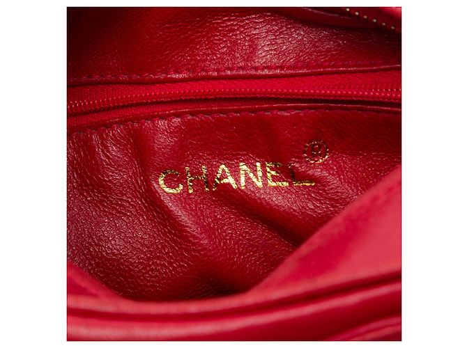 Borsa Camera Chanel Red Triple CC in pelle d'agnello con nappa e catena Rosso - vista 5