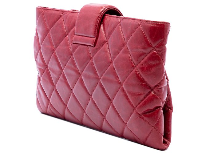 Clutch a catena Chanel Coco Pleats in vitello lucido matelassé rosso - vista 2
