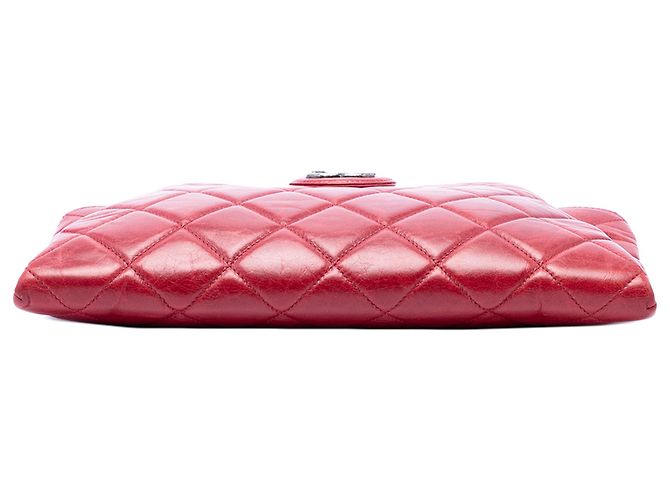 Clutch a catena Chanel Coco Pleats in vitello lucido matelassé rosso - vista 3
