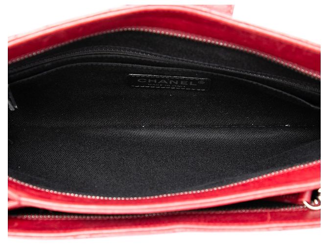 Clutch a catena Chanel Coco Pleats in vitello lucido matelassé rosso - vista 4