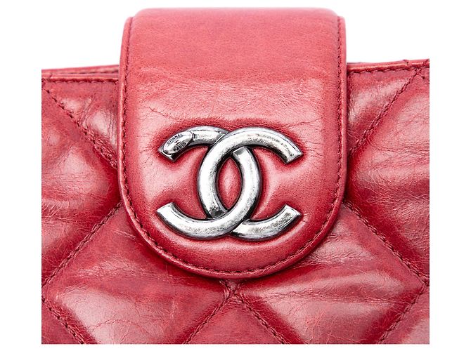 Clutch a catena Chanel Coco Pleats in vitello lucido matelassé rosso - vista 5