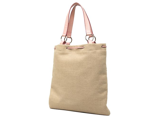 Saint Laurent Kahala Tote aus beigem Canvas mit Herz - Ansicht 2