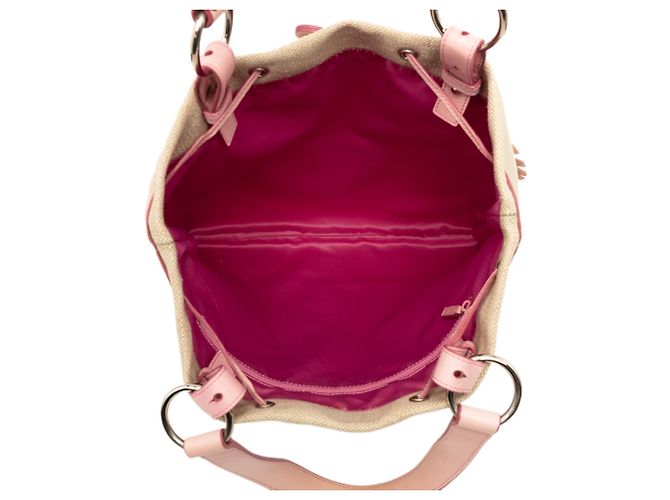 Saint Laurent Kahala Tote aus beigem Canvas mit Herz - Ansicht 4