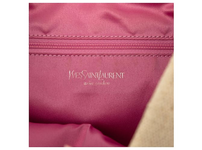 Saint Laurent Kahala Tote aus beigem Canvas mit Herz - Ansicht 5