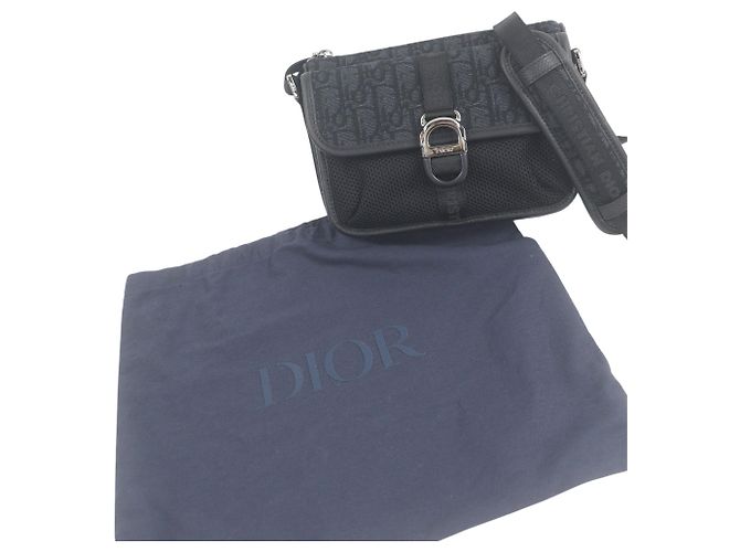 Borsa a tracolla Dior 8 Mini in jacquard Oblique nero e mesh Dior - vista 11